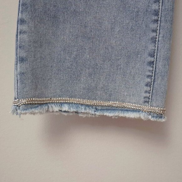 EUC Joseph Ribkoff light blue jeans with bejeweled pockets / hems, 6 - Picture 5 of 5
